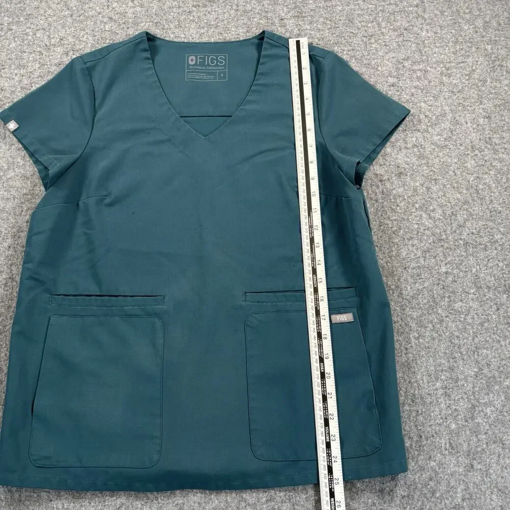 FIGS Technical Collection Casma Scrub Top Women S Dark Teal V-Neck 3-Pocket